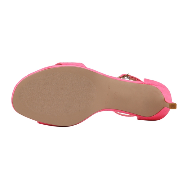 High Heel Pump Sandals - NEON PINK SUEDE - 4